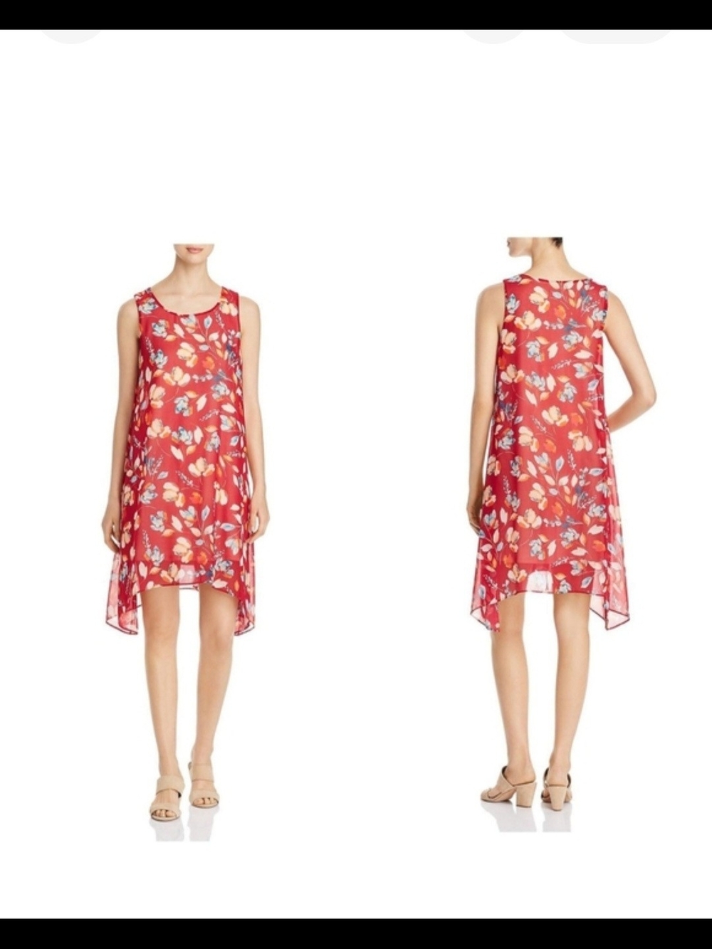 Karen Kane Sleeveless Red Floral A-Line Shift Dress